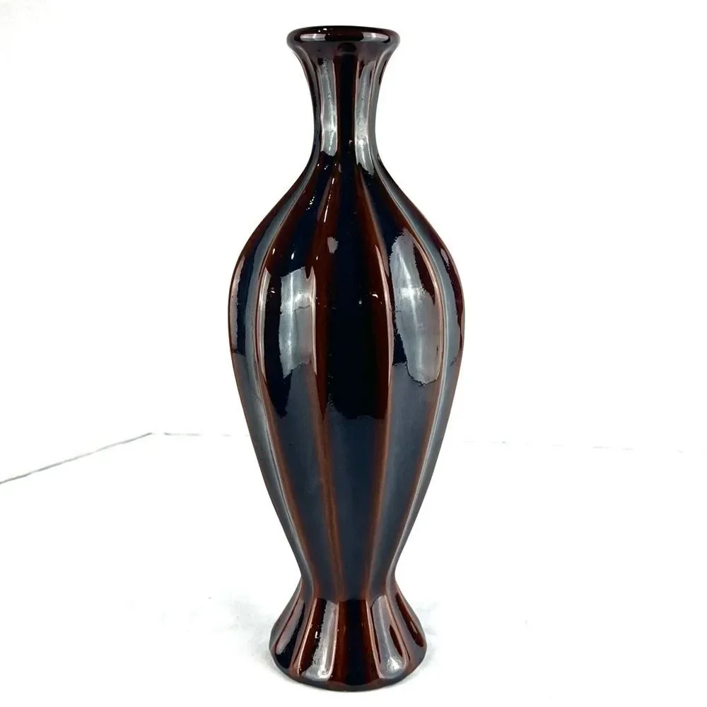 Kindra Vase Ginger Medium Brown and Iridescent Blue/Purple